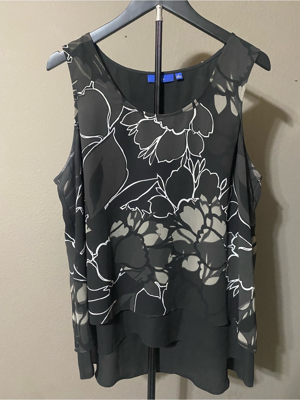 Apt. 9 Floral Layered Chiffon Tank Top High Low Hem Women’s XL Boho Casual